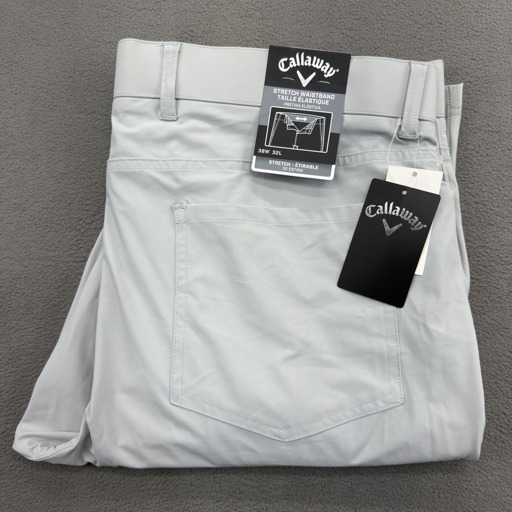 Callaway Performance Golf Pants Mens 38x32 (40") Light Gray Stretch Waistband